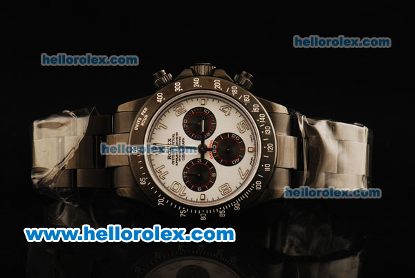 Rolex Daytona Chronograph Swiss Valjoux 7750 Automatic Movement PVD Case with White Dial and PVD Strap - Click Image to Close